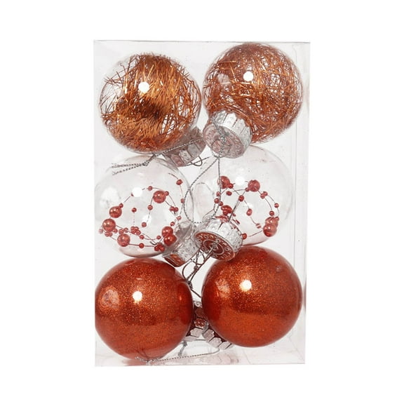LSLJS Christmas Tree Ball Ornaments,6 Pcs 2.36" Shatterproof Glitter Transparent Hanging Ball with Clew Bauble Sphere,Ball of String Xmas Theme Pendant Christmas Decorations for Wedding Party Holiday