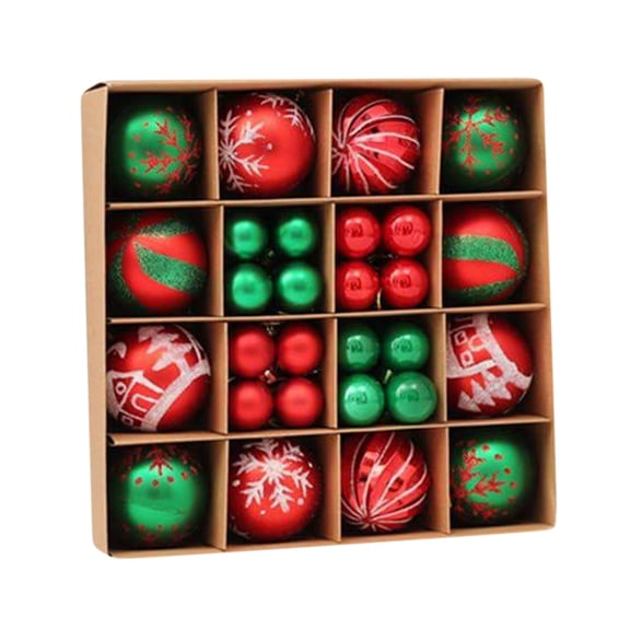 LSLJS Christmas Tree Ball Ornaments Gift Box Set,44 Pcs 2.36" Shatterproof Glitter Multi-style Hanging Ball Bauble Sphere, Colorful Christmas Theme Pendant Christmas Decorations for Wedding Party