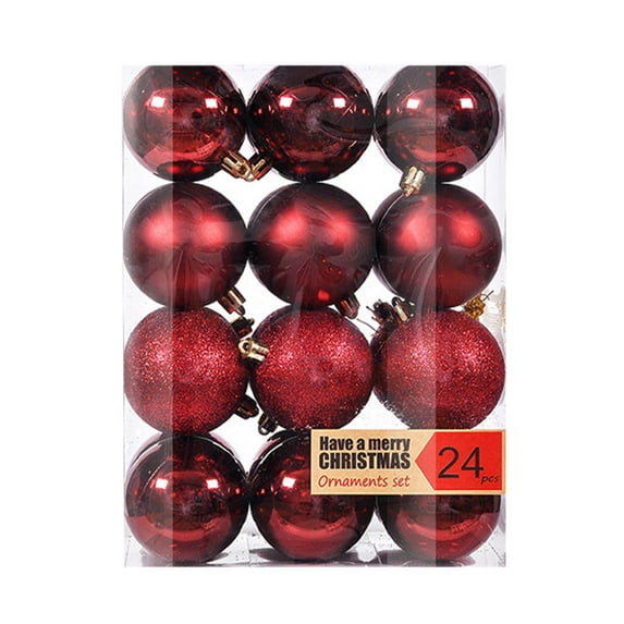 LSLJS Christmas Tree Ball Ornaments for Xmas Tree, 24Pcs 1.18" Shatterproof Glitter Colorful Hanging Ball Bauble Sphere, Christmas Theme Pendant for Wedding Party Holiday Christmas Decorations