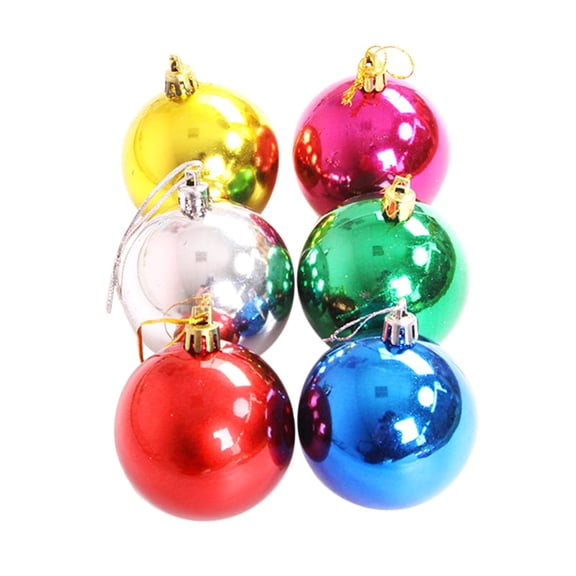 LSLJS Christmas Tree Ball Ornaments for Xmas Tree, 6 Pcs 2" Shatterproof Glitter Colorful Hanging Ball Bauble Sphere, Christmas Theme Pendant Christmas Decorations for Wedding Party Holiday