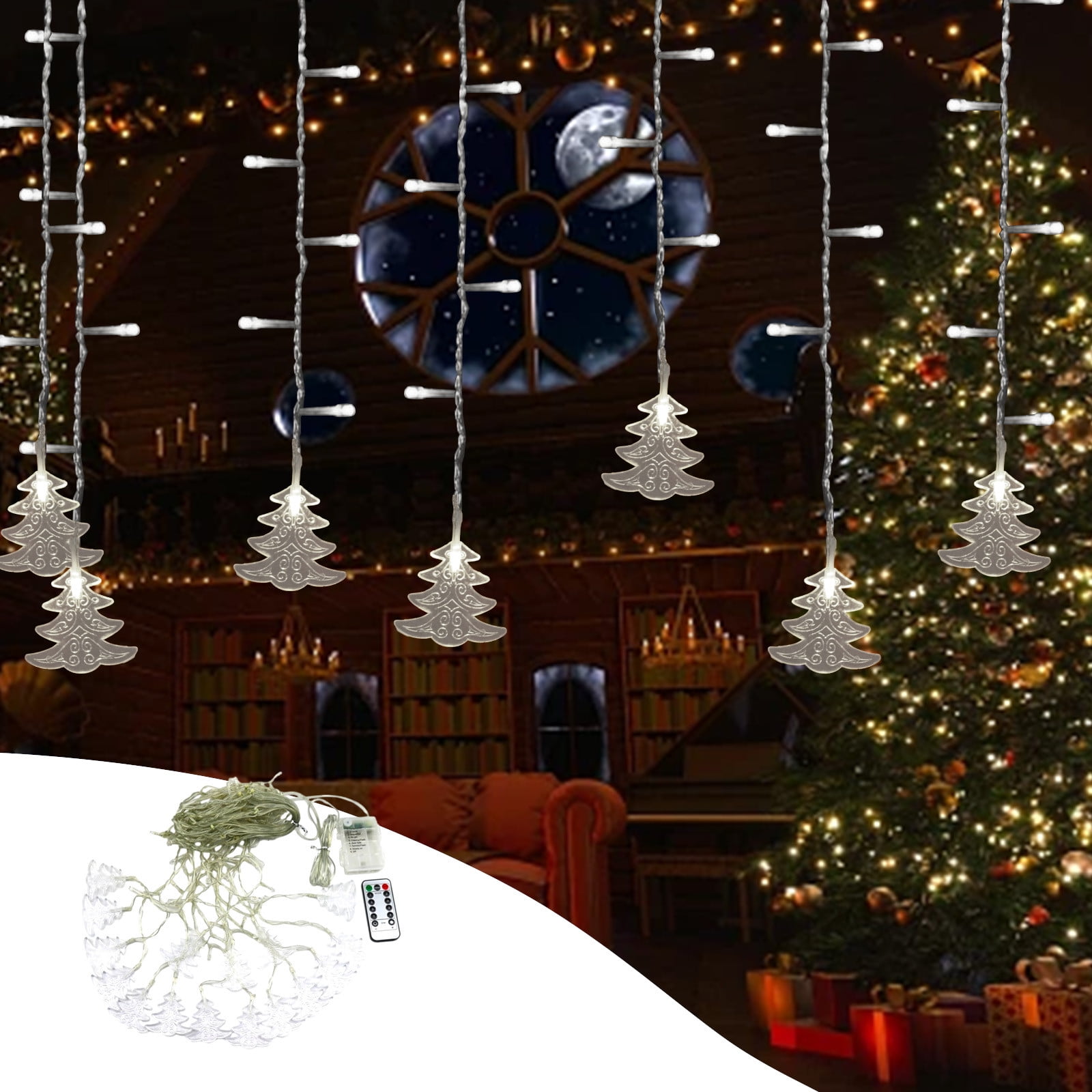 LSLJS Christmas Tree Curtain Light,Christmas Decorations,11.5 ft