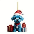 thumbnail image 1 of LSLJS Christmas Tree Hanging Ornaments - 3.15 inch Acrylic Flat Cute Dog with Red Hat Pattern Pendants Xmas Baubles Colorful Car Rearview Mirror Backpack Pendants Christmas Decorations Gifts, 1 of 2