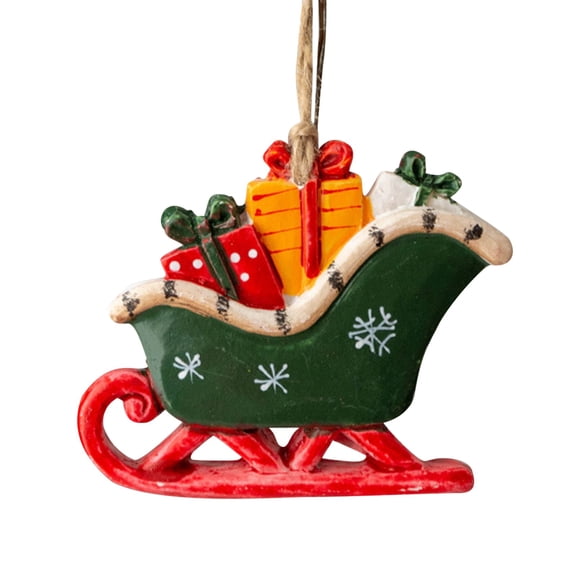 LSLJS Christmas Tree Hanging Ornaments,Christmas Decorations,2.8 inch Mini Resin 3D Christmas Stocking Sleigh Car Gifts Design Pendant,Xmas Car Rearview Mirror Pendant Holiday Baubles Christmas Gifts