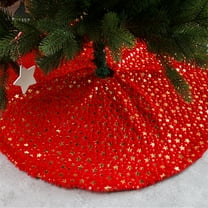 LSLJS Christmas Tree Skirt 35.4" Large Star Print Glitter Tree Skirt Cover Mat Christmas Decorations for Xmas Holiday Party Decorations