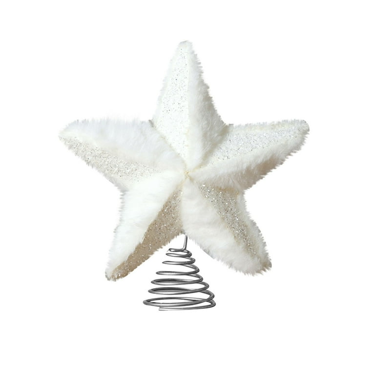 Plush Furry White Christmas Tree Ornament Holiday Gift Topper Hanging Xmas Decor Plush Furry White Christmas Tree Ornament Holiday Gift Topper Hanging Xmas Decor