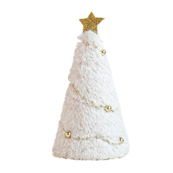 LSLJS Christmas Tree Topper Plush Ornaments, Christmas Decorations, 7.1 inch Circular Cone with Star Plush Doll Tree Top Baubles, Xmas Tree Decorative Accessories Topper Christmas Gifts for Party