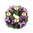 thumbnail image 1 of LSLJS Christmas Wreath Candlestick for Dining Table,11.8 inch Purple Ribbon Advent Candle Holder,Xmas Candlestick with Flowers and Cone Advent Table Centerpiece Christmas Decorations for Church Party, 1 of 1
