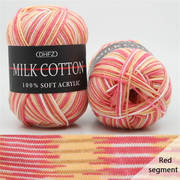 LSLJS Clearance Under $5! Cotton Yarn, Milk Cotton Yarn for Crocheting Multicolor Hand Knitting 1.8oz/50g Knitting Crochet Soft Baby Cotton Wool Yarn for Crocheting Sweaters, Gloves, Scarf, DIY Toys