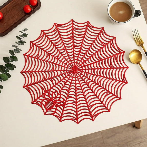 LSLJS Clearance under $5! Vinyl Hollowed Histioid Placemats Personalized Placemats Non-slip Washable Place Mats Coffee Mats Table Mats for Dining Table Halloween Decorations Kitchen Utensils 15" Red