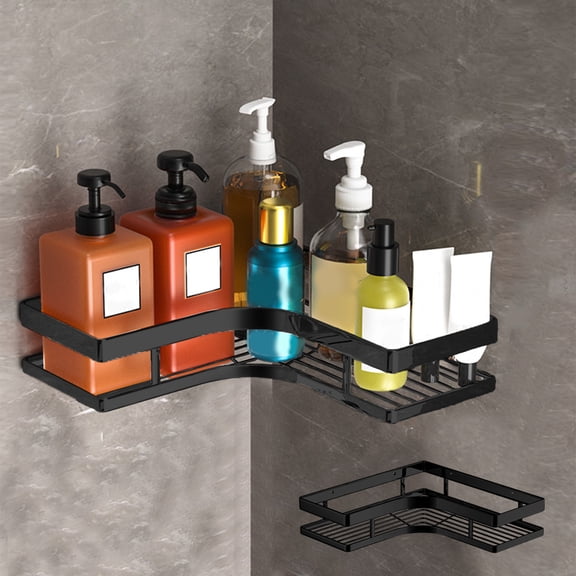 LSLJS Corner Shower Caddy Shelf Organizer,Self Adhesive Stainless Steel Bathroom Basket Rack,Wall Mounted Toiletries Storage Organizer Shampoo Holder,Bathroom Organizers and Storage Kitchen Spice Rack