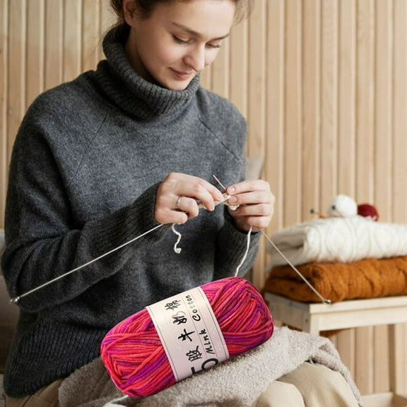LSLJS Cotton Yarn Five Strands of Milk Soft Strong Bright Lustrous Semi-Warming Yarn for Crocheting Various DIY Hand Sewing Crafts Balls Bags Sweaters Shoes Hats Dolls Scarves Yarn Gradient Thread