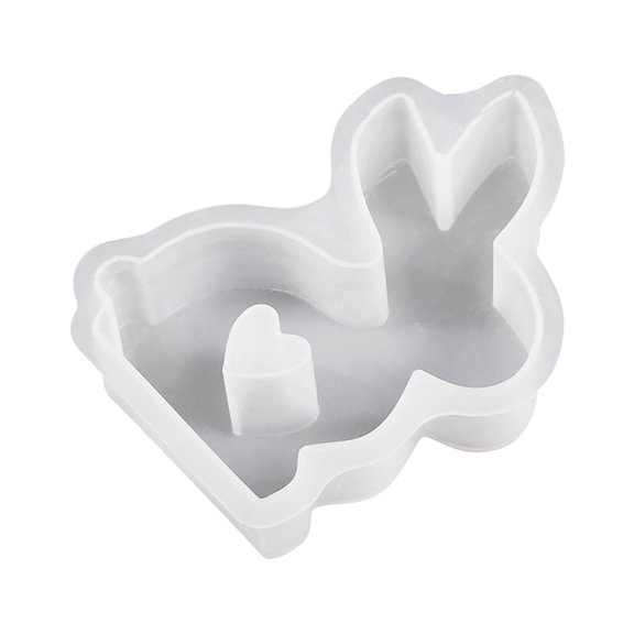 LSLJS Cute Rabbit Silicone Molds, Easter Buddy Candle Mold Hollow Love Heart Design Soap Molds Silicon DIY Craft Molds Rabbit Figurines Moulds Baking Mold for Making Candle Soap Plaster Chocolate Cake