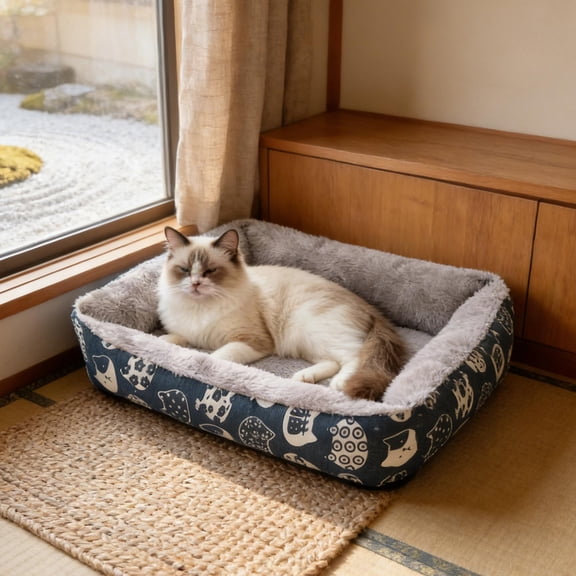 LSLJS Dog Bed & Soft Cottons Warm Thickened - Scallop-Shaped Cat Bed & Washable Fluffy Washable - Dog Beds Soft Large Sized Dog & Removable 18.9x15.8"