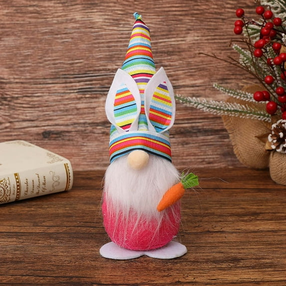 LSLJS Easter Decorations Easter Gnomes Ornaments Easter Colorful Rabbit Ear Pointed Hat Dwarf Rudolph Dolls Basket Stuffers Toy for Kid Easter Party Favors Spring Gnomes Decorations for Home Clearance