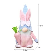 LSLJS Easter Doll, Easter Decorations 12 inch Pink and Blue Stuffed Plush Doll with Carrot and Eggs Cute Easter with Bunny Ears Spring Table Decor Party Favors for Home