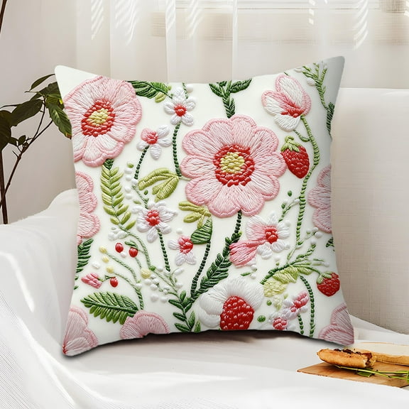 LSLJS Embroidery Pillow Covers Set of Multiple Patterns Jacquard Teal Floral Leaf 18x18" Pillow Covers Pillow Cases for Sofa Couch Home Decorations, Throw Pillow Covers