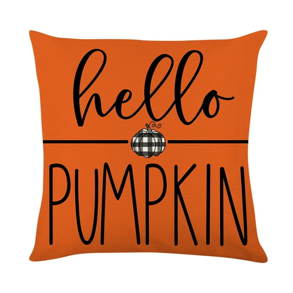 LSLJS Fall Pillow Covers Thanksgiving Decorations,17.7x17.7"Line Throw Pillow Covers Maple Leaf and Pumpkin Pattern Simple Style Throw Cushion Autumn Havest Pillow Case for Sofa Bed Couch Decor