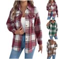 thumbnail image 1 of LSLJS Flannel Shirt for Women Lapel Long Sleeve Button Down Shirts Fashion Casual Plaid Shirts Fall Clothes, S-L, 1 of 4