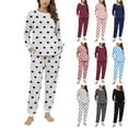 thumbnail image 1 of LSLJS Fleece Pajamas for Women Winter Crewneck Long Sleeve Pajama Sets Trendy Comfy Valentine's Day Herat Print Pajamas, S-2XL, 1 of 4