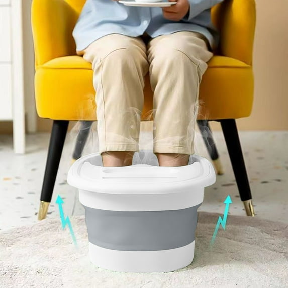 LSLJS Foldable Foot Bath Basin, Plastic Foot Soak Tub with Phone Storage Lid and Massage Acupoint, Portable Foot Bath Spa Bucket Easy to Store Bathroom Accessories for Soaking Feet Pain Relief