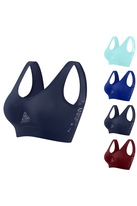 Full Sports Bras for Women Plus Size No Underwire Bras Breathable Solid Color Wireless Lingerie, Gifts for Women