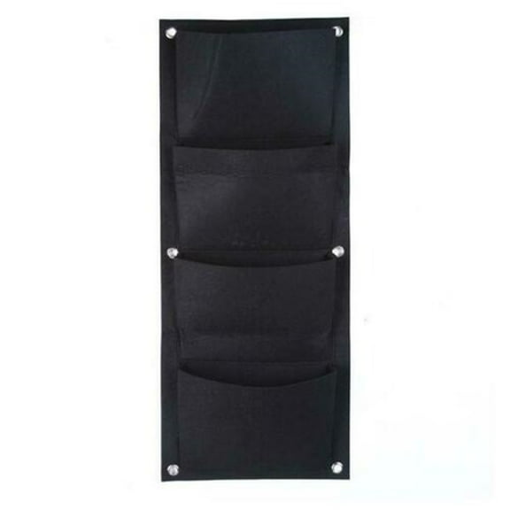 LSLJS Garden Wall Planter Grow Bags for Indoor Outdoor 4 Pockets Felt Wall Mount Plants Pot Heavy Duty Aeration Fabric Plant Bags Vertical Garden Plants Container Flower Growing Pouch for Hanging Herb