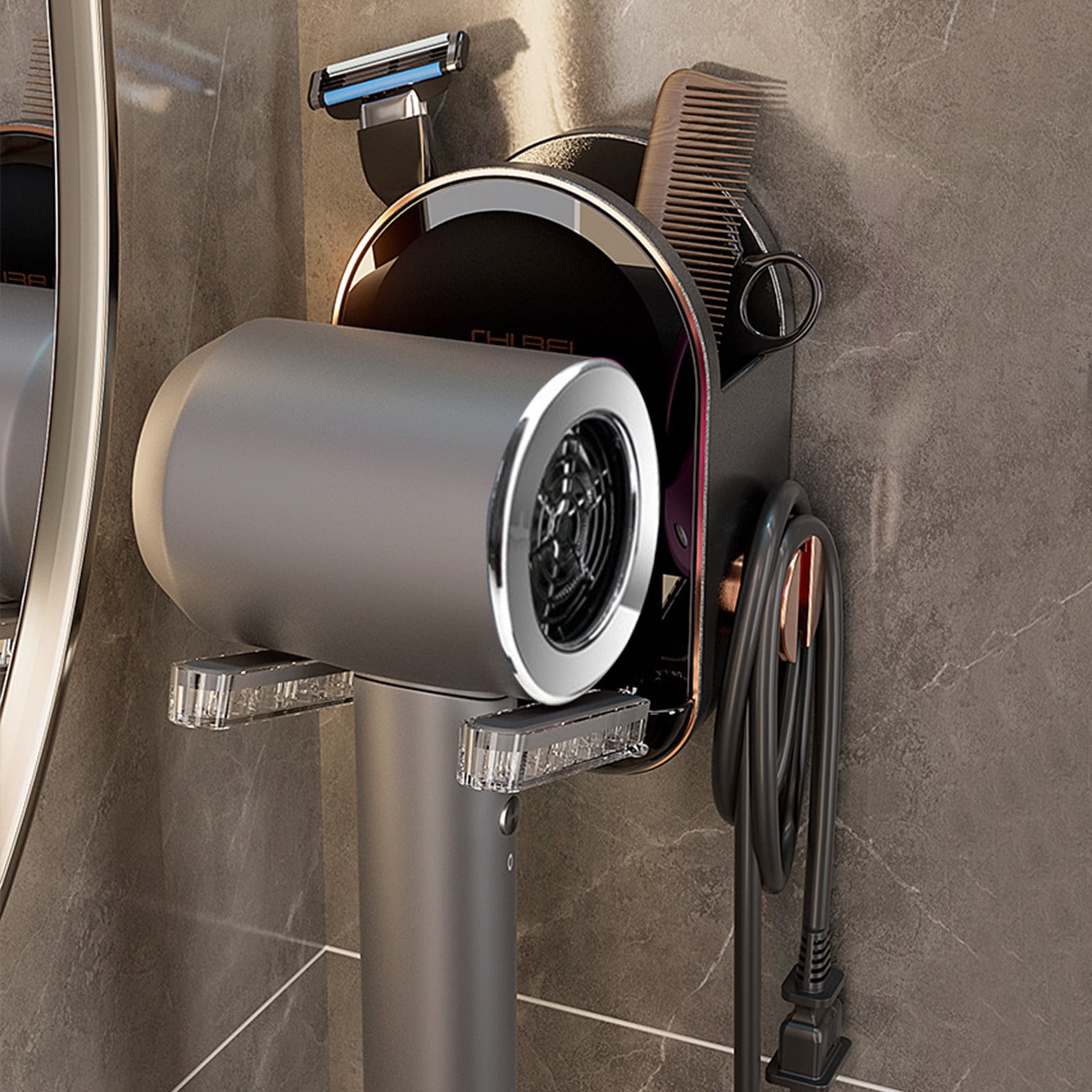 LSLJS Hair Dryer Holder, Bathroom Organizers and Storage, Wall Mount ...