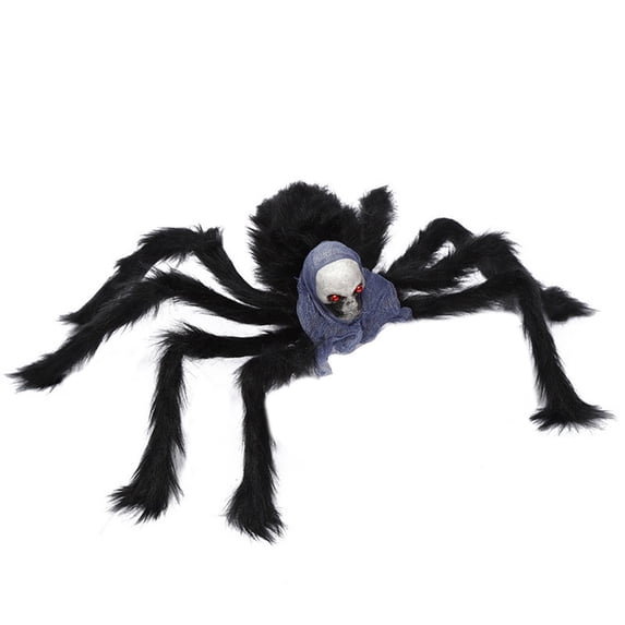LSLJS Halloween Decorations Giant Spider with Skeleton Head 75cm Foldable Hairy Simulation Skull Big Spider Special Plush Spider Ornament for Halloween Birthday Party Outdoor Yard Garden