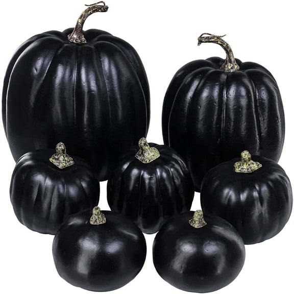 LSLJS Halloween Pumpkin Decorations, 8 Pack Different Size Artificial Lifelike Pumpkins Fall Crop Pumpkins Ornaments,Havest Pumpkin Simulation Model For Home Garden, Thanksgiving, Halloween