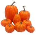 thumbnail image 1 of LSLJS Halloween Pumpkin Decorations, 8 Pack Different Size Artificial Lifelike Pumpkins Fall Crop Pumpkins Ornaments,Havest Pumpkin Simulation Model For Home Garden, Thanksgiving, Halloween, 1 of 3