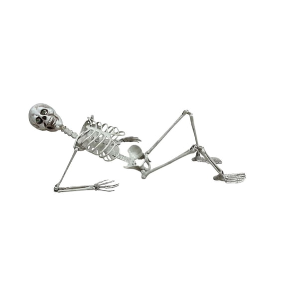 Lksixu Halloween Skeleton 27.6"/70cm Realistic Full Body Movable Posable Joints Skeleton Prop Human Full Size Skull Body Anatomy Model For Graveyard Decor Haunted Houses Indoor/Outdoor Garden Yard