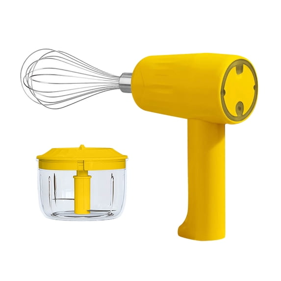 LSLJS Hand Mixer,Food Chopper,2 In 1 Portable Electric Wireless Handheld Whisk,Usb Rechargeable with Replaceable Stainless Steel Mixer Whips for Mixing Eggs,Butter,Cream ,Kitchen Baking and Cooking