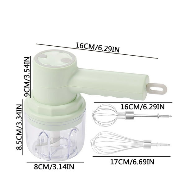 LSLJS Hand Mixer,Food Chopper,3 In 1 Portable Electric Cordless Handheld Whisk,Usb Rechargeable with Replaceable Stainless Steel Mixer Whips for Mixing Eggs,Butter,Cream ,Kitchen Baking and Cooking