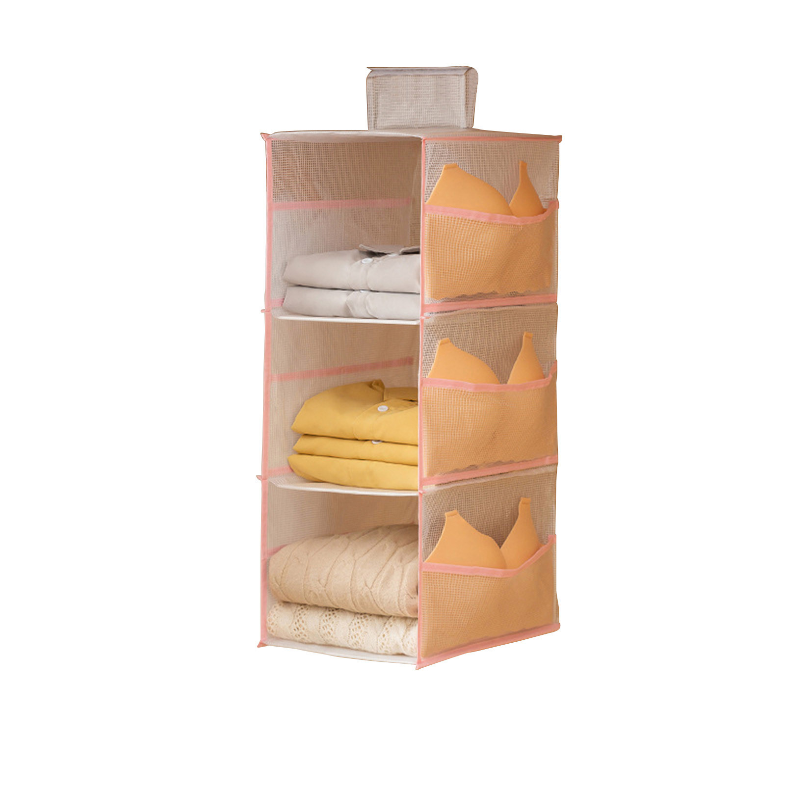 LSLJS Hanging Closet Organizer, 3Shelf Foldable Hanging Storage Shelf