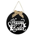 thumbnail image 1 of LSLJS Happy Easter Welcome Door Sign, 12"x12" Rustic Wooden Hanging Wall Plaque Sign with Bow & Bunny Pattern Easter Decorations Bunny Wreaths Door Hanger Spring Decor for Outdoor Front Door Porch, 1 of 8