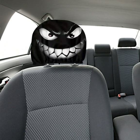 LSLJS Headrest Covers for Cars & Printed Funny Scary Monster Face - Car Headrest Cover & Stretchy Washable - Protector Universal Fit To All Car