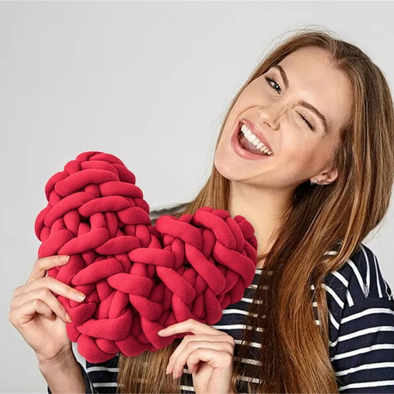LSLJS Heart Pillow & Valentines Day Gifts - Pillows & Cute Knot - Pillows for Girl Living Home Bed Dining Sofa Decorative 10.6"