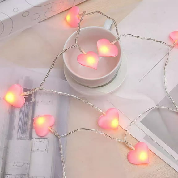 LSLJS Heart Shape String Lights, Valentines Decorations, 118 inch Peach Heart LED Lights Battery Operated Fairy Light Romantic Love Scene Layout Prop Decorative Lamp for Wedding Engagement Party