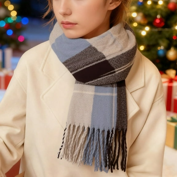 LSLJS Holiday Gifts Winter Warm Scarf for Women Casual Trendy Plaid Neck Scarves