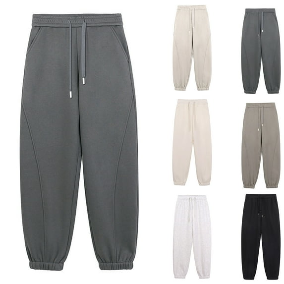 LSLJS Joggers for Women Drawstring Winter Warm Fleece Lined Sweatpants Winter Casual Solid Color Ankle Athletic Pants, Fall Winter Outfits, S-2XL