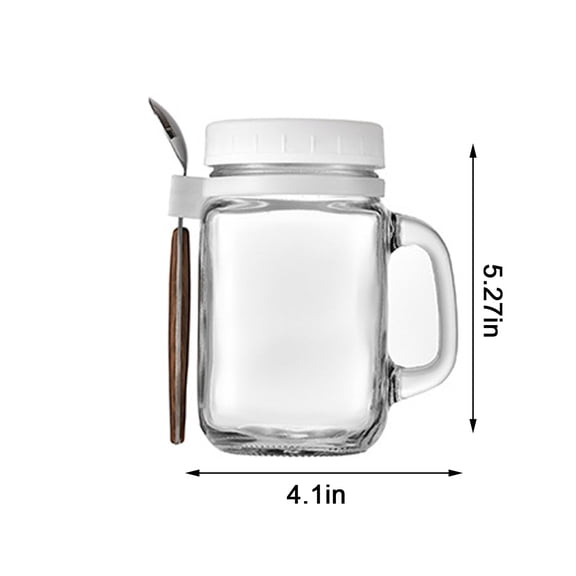 LSLJS Kitchen GadGets Portable Handle Overnight Oats Jars, Overnight Oats Container With Lid And Spoon, 10 Ounce Grain, Milk, Vegetable And Fruit Vegetables Storage Containers (2PC for Kitchen Home