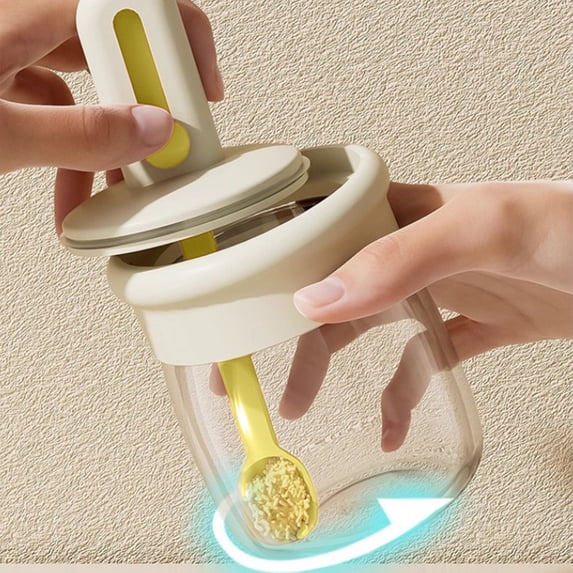 LSLJS Kitchen Gadgets Clearance & Spice Jars - Glass Food Storage Containers with Lids Retractable Spoon for Kitchen