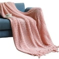 thumbnail image 1 of LSLJS Knitted Throw Blankets, 50x60 inch Solid Color Knitted Crochet Throw Blankets with Tassels Boho Style Cozy Lightweight Farmhouse Decorative Blanket Christmas Gifts for Couch Bed Sofa All Seasons, 1 of 6