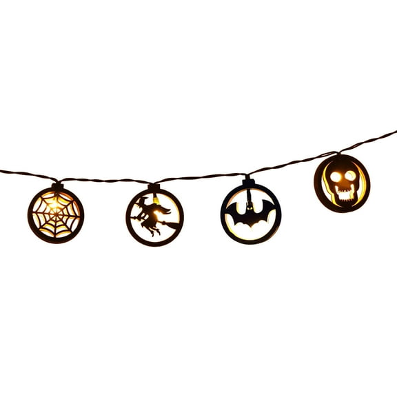 LSLJS LED Lights Halloween Decorations, New Version 10ft 20 LEDs Wooden String Lights With 4 Patterns, Battery Operated Halloween Lights Decor For Home Party Indoor Night Light For Garden Yard Pathway