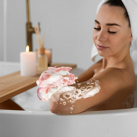 LSLJS Loofah Multicolor Mesh Balls Bath Sponge Exfoliating Wash Back Scrubber Loofa Rich Foams Bubble for Women & Men