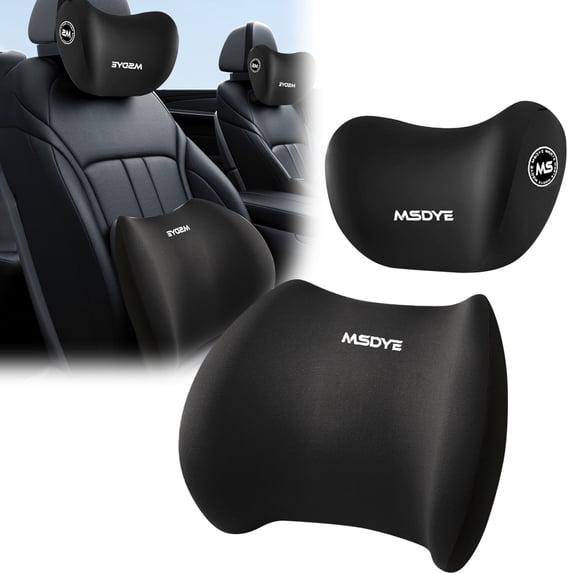 LSLJS Lumbar Support Pillow for Car & Car Neck Pillow Ergonomic Seat Headrest Adjustable Strap Neck Back Pain Relief for Office Chair