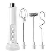 LSLJS Milk Frother Handheld,Electric Milk Foam Maker with Rechargeable base,3-speed Adjustable USB with 3 Replaceable Stainless Steel Whisk,Milk Foamer Whisk,Drink Mixer for Coffee, Eggbeater Kitchen