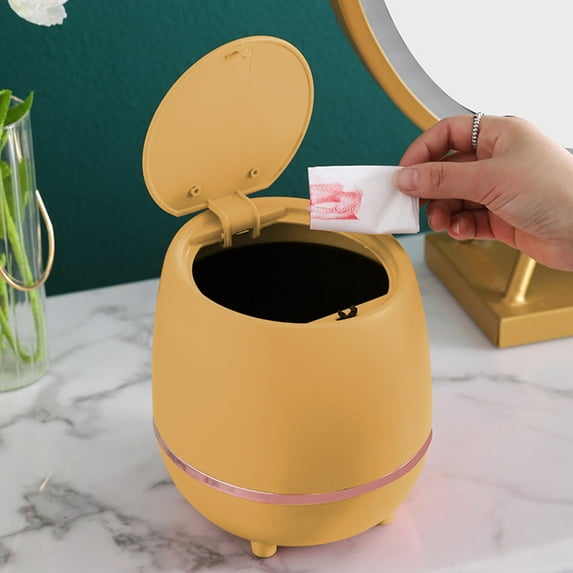 LSLJS Mini Trash Can, Countertop Waste Bin with Press Type Lid, Double Layer Detachable Plastic Garbage Bin Modern Rubbish Container Small Desktop Wastebasket for Home Office Kitchen Tabletop