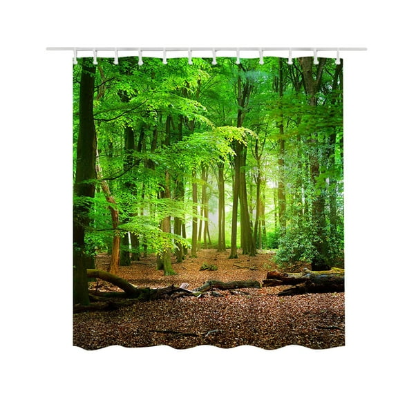 LSLJS Nature Landscape Shower Curtain Set with 12 hooks Tropical Forest Summer Scenery Printed 150X180cm Waterproof Quick-dry Mildew-proof Machine Washable For Bathtubs Spa Bathroom