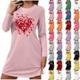 thumbnail image 1 of LSLJS Nightgowns for Women Crewneck Long Sleeve Pajamas Trendy Casual Valentine's Day Heart Print Sleep Shirts, Gifts for Women, 1 of 6